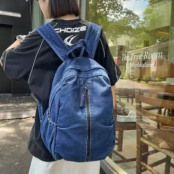 Джинсовая сумка для школьников, мужской рюкзак большой емкости, женский дорожный рюкзак чёрный