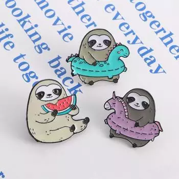 Джинсовая сумка Эмаль Ленивец Животное на Рюкзаке Рубашка Модные аксессуары Брошь Булавки Броши Ювелирные изделия C