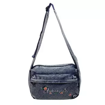 Джинсовая сумка с цветочной вышивкой, винтажная сумка через плечо