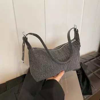 Джинсовая сумка женская 2024 новая летняя повседневная сумка через плечо подмышку популярная модная сумка-мессенджер сумка-пельмень чёрный