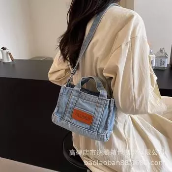 Джинсовая сумка женская 2024 новая популярная маленькая сумка сумка-мессенджер повседневная модная сумка через плечо темно-синий