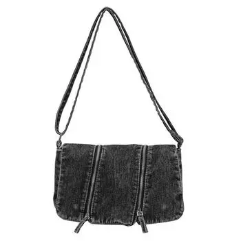 Джинсовая сумка женская большая вместимость 2024 новая осенне-зимняя универсальная повседневная сумка-мессенджер высокого класса сумка-тоут чёрный