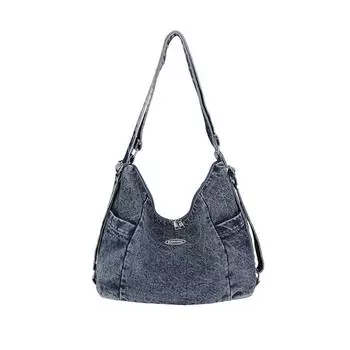 Джинсовая сумка женская большая вместительная на плечо кроссбоди темно-синий