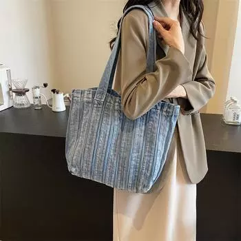 Джинсовая сумка женская большая вместительная сумка для поездок на работу сумка для студентов классы сумка для книг сумка для шитья чёрный