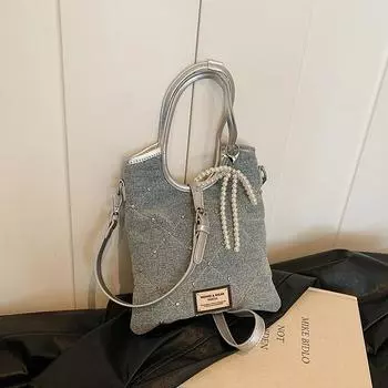 Джинсовая сумка женская летняя новая нишевая сумка подмышку высококлассная на плечо сумка-тоут синий