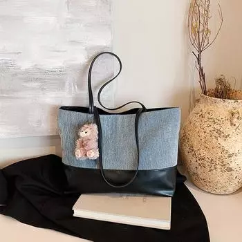 Джинсовая сумка женская новинка 2024 года летняя повседневная сумка через плечо большая вместительная сумка-тоут дорожная сумка