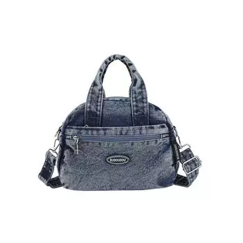 Джинсовая сумка Женская сумка через плечо Большая вместимость Сумка на плечо темно-синий