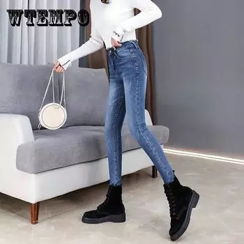 Джинсовая ткань Skinny Женщины Стрейч Джинсы Женские джинсы для женщин Джинсы Карандаш Джинсы Брюки Женские брюки 32