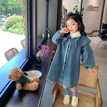 Джинсовая юбка для девочек, детское платье 110