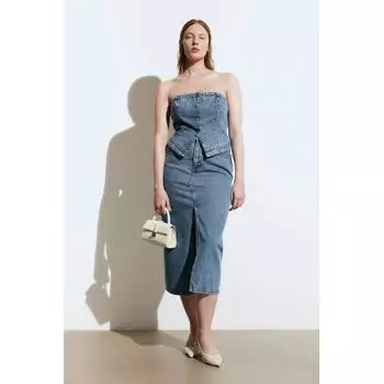 Джинсовая юбка HM Midi джинсовая синяя
