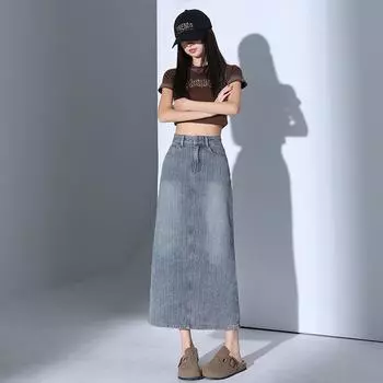 Джинсовая юбка женская весна и осень юбка средней длины женская весна узкая юбка бедра джинсовая юбка женская весна XS