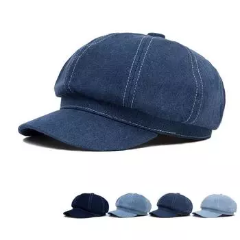 Джинсовая восьмиугольная кепка осень-зима женская берет кепка художника шляпа от солнца кепка с козырьком светло-синий