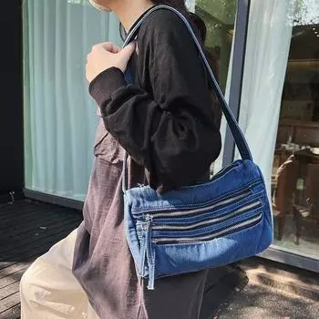 Джинсовая женская сумка через плечо, универсальная Instagram, модная и крутая, простая и повседневная сумка для мобильного телефона, модная и художественная,