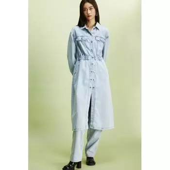 Джинсовое платье-рубашка HM Светло-джинсовый синий