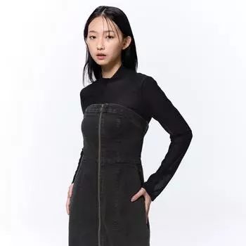 Джинсовое платье с молнией спереди GU by Uniqlo 38 DARK BROWN/XS