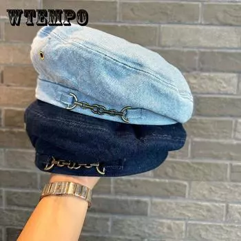 Джинсовые береты, винтажные синие джинсовые потертые состаренные кепки маляра, легкие береты для женщин на каждый день one size темно-синий