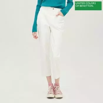Джинсовые брюки Benetton Benetton с карманами и вырезами Badp55261 Wh white/42