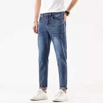Джинсовые брюки больших размеров, весенне-осенние мужские брюки, свободные прямые джинсы со средней талией 28