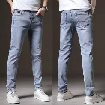 Джинсовые брюки мужские маленькие ноги осенние модели мужские сто брюки повседневные брюки осень тонкий тренд 28 синий