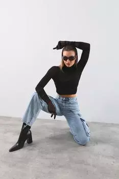 Джинсовые брюки с карманами-карго Голубой лед