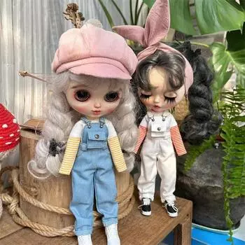 Джинсовые брюки с подтяжками Blythe Small Doll (ОБ22/ОБ24) для кукол Azone OB22