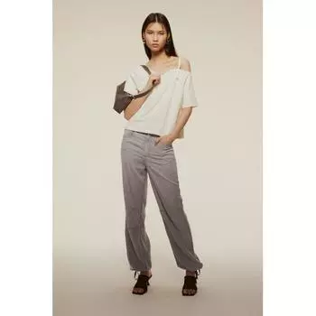 Джинсовые брюки с завязками HM Светло-серый деним