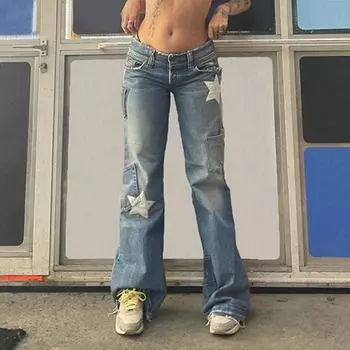 Джинсовые брюки в уличной одежде Y2K S синий