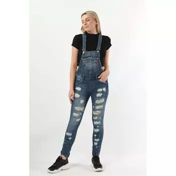 Джинсовые комбинезоны женские бело-синие