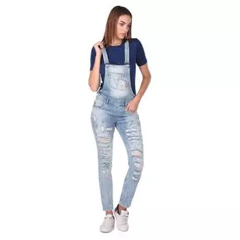 Джинсовые комбинезоны женские бело-синие