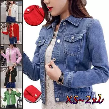Джинсовые куртки Женское синее пальто 2024 Осень Джинсовые куртки для женщин Джинсы Однобортные джинсовые пальто Женская женственная одежда XXL