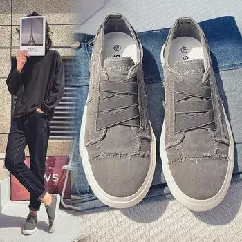 Джинсовые мужские парусиновые туфли слипоны мужские плоские туфли дышащие лоферы для мужчин 2025 летние кроссовки светло-черная обувь 39