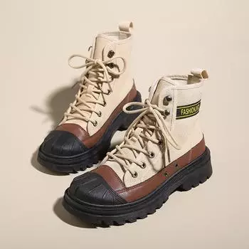 Джинсовые парусиновые мотоциклетные ботинки Shell Head, женские летние ботинки 2024 года на толстой подошве с короткой сеткой и бочонком, красный рабочий костюм, короткие ботинки в стиле локомотива 35 зелёный