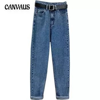 Джинсовые прямые брюки Женские джинсы с высокой талией Свободные девять десятых цента Брюки-репка Harlan