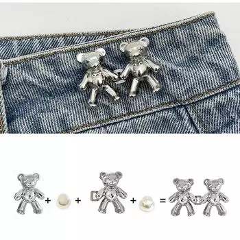 Джинсовые пуговицы, регулируемая пряжка на талии, булавка для брюк с медведем, застежка на талии с медведем, мгновенная кнопка для брюк 10
