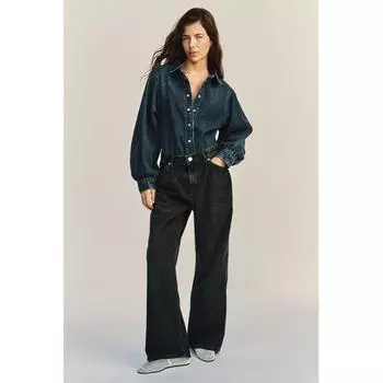 Джинсовые широкие брюки HM черного цвета, стираные