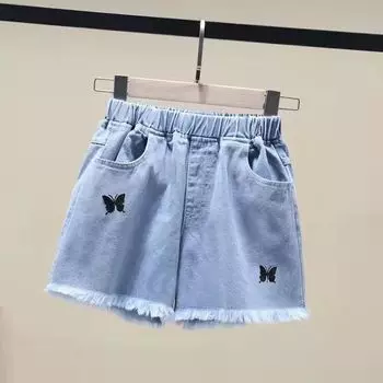 Джинсовые шорты для девочек, модные тонкие шорты с высокой талией для девочек, летние 110cm