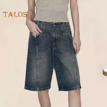 Джинсовые шорты для женщин. Повседневные шорты с карманами. Дышащие прямые брюки. Универсальные джинсы. Короткие брюки для путешествий, работы на свежем воздухе. L синий