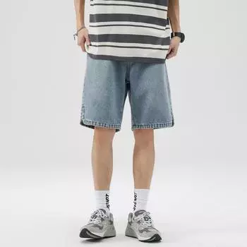 Джинсовые шорты мужские летние свободные повседневные брюки мужские летние уличные рваные брюки с пятью точками мужские летние S