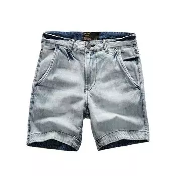 Джинсовые шорты нового стиля для мужчин. Летняя рабочая одежда. Потертые и потертые шорты прямого кроя для мужчин. 28