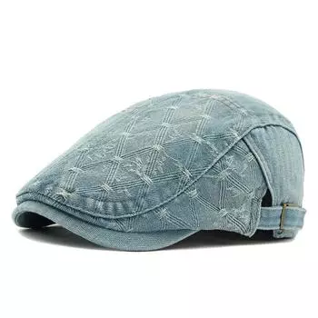 Джинсовый берет женский Британский винтажный кепи вперед Мужской кепи с козырьком светло-синий