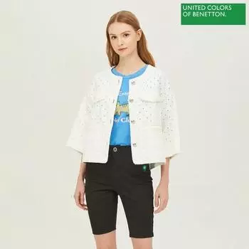 Джинсовый джемпер Benetton Punching Embroidered Bajp01241 Wh white/42