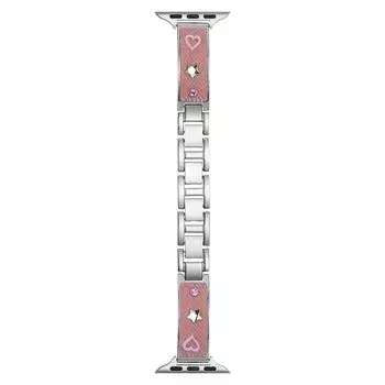Джинсовый металлический ремешок для Apple Watch Series 10 9 8 7 SE 6 5 4 3 2 1 42 мм 41 мм 40 мм 38 мм Ремешок для часов с дофаминовыми стразами Pink