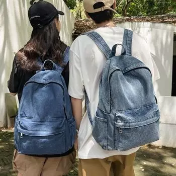 Джинсовый рюкзак женский большой емкости легкий рюкзак для мужчин школьная сумка для студентов светло-синий