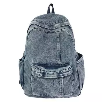 Джинсовый рюкзак Женский рюкзак большой вместимости Школьный рюкзак Мужской рюкзак синий