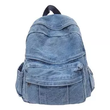 Джинсовый рюкзак Женский рюкзак Студенческий школьный рюкзак светло-синий