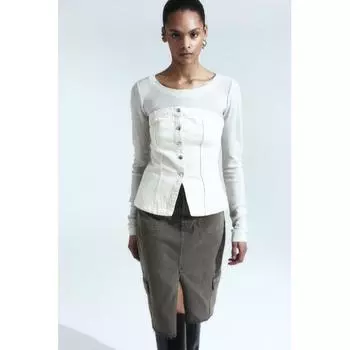 Джинсовый топ без бретелек HM кремового цвета