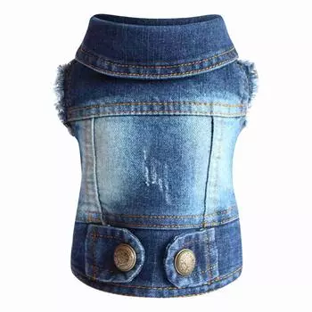 Джинсовый жилет, куртка, футболка, милая одежда для щенков, удобная крутая одежда для маленьких собак 2XL синий