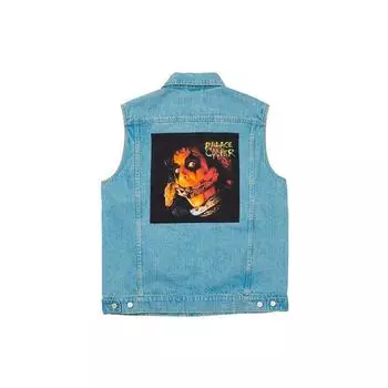 Джинсовый жилет PALACE с графическим принтом, топы унисекс, синий P20D021 M