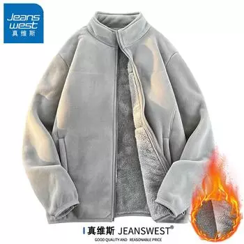 Джинсвест флисовая куртка мужская осенне-зимняя куртка с воротником-стойкой флисовая теплая мужская и женская верхняя одежда топы M