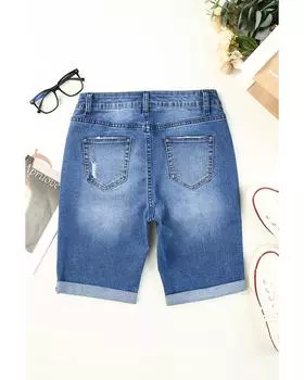 Джинсы-бермуды Azura Exchange Acid Wash Roll-up Edge 8 US небесно-голубой